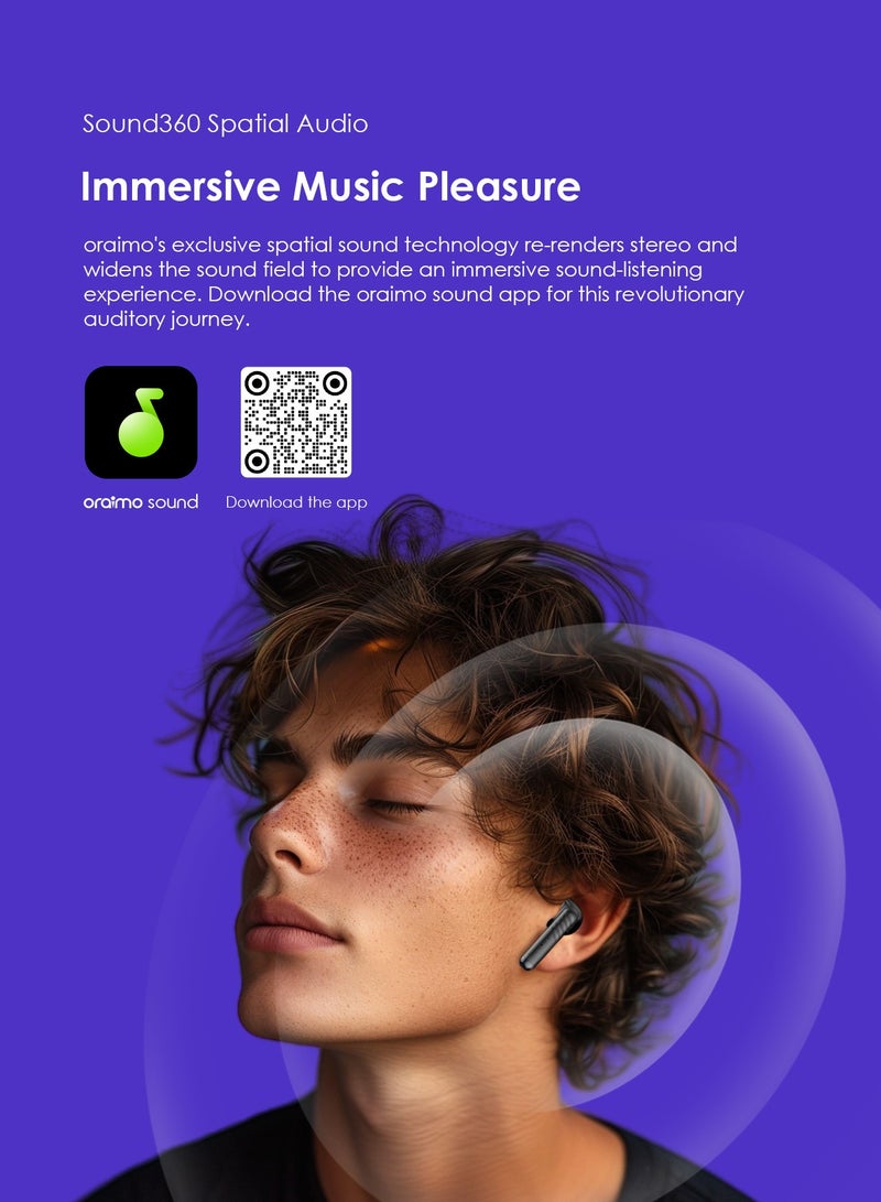 FreePods Neo True Wireless Earbuds 50H Play Time Bluetooth TWS Earphone with APP Control, Anifast Fast Charging,Sound360 Spatial Audio,Black Black