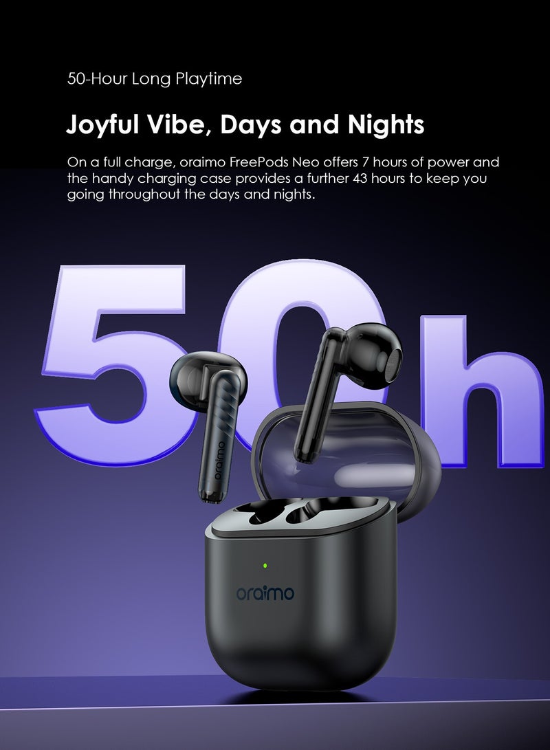 FreePods Neo True Wireless Earbuds 50H Play Time Bluetooth TWS Earphone with APP Control, Anifast Fast Charging,Sound360 Spatial Audio,Black Black