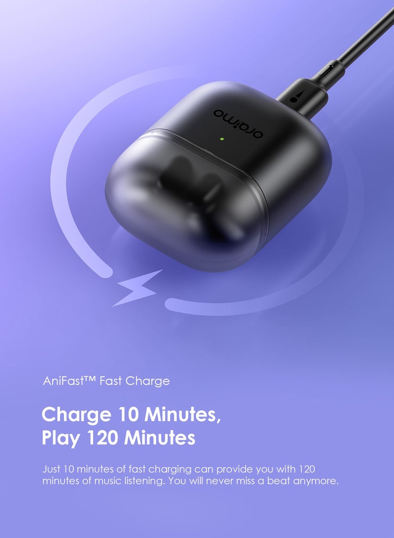 FreePods Neo True Wireless Earbuds 50H Play Time Bluetooth TWS Earphone with APP Control, Anifast Fast Charging,Sound360 Spatial Audio,Black Black