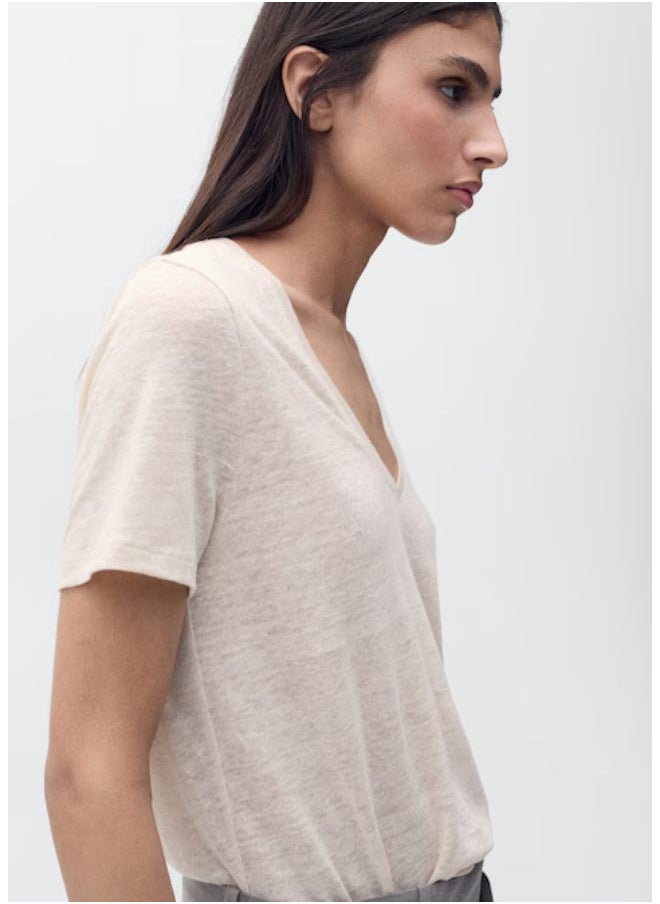 Casual V Neck Linen T-Shirt