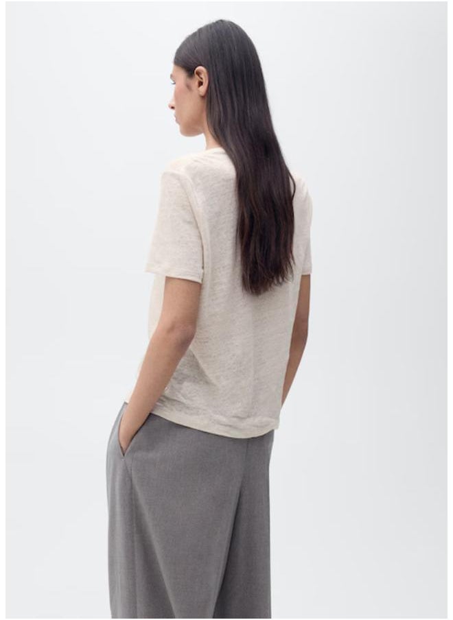 Casual V Neck Linen T-Shirt
