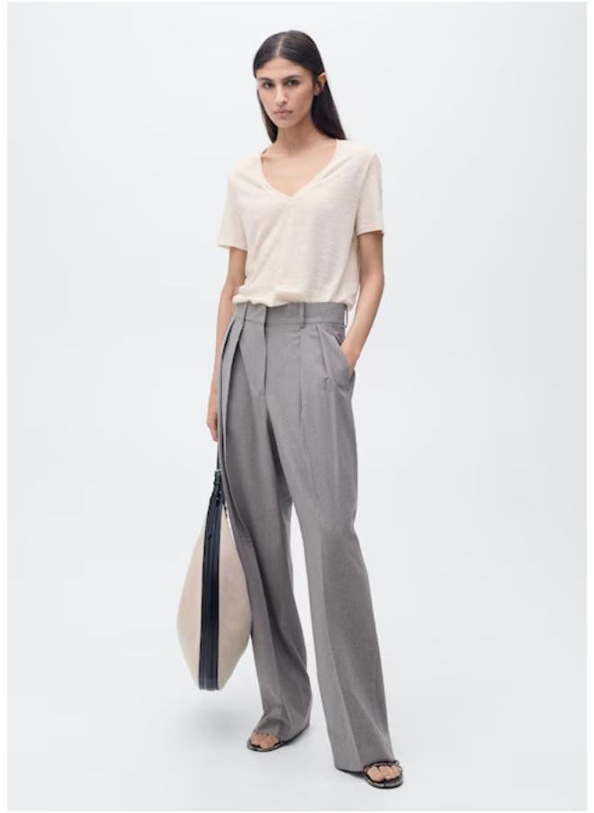 Casual V Neck Linen T-Shirt