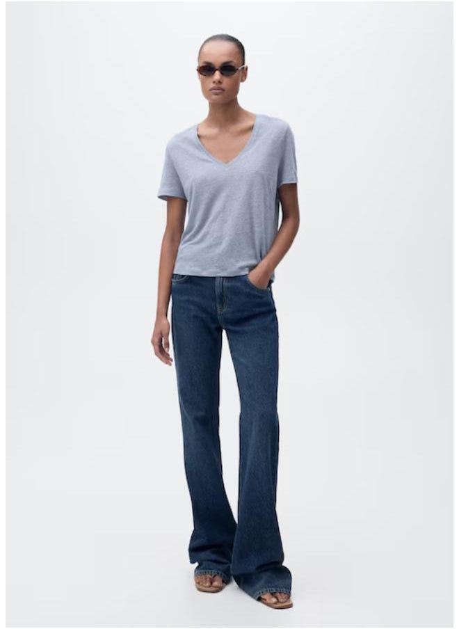 Casual V Neck Linen T-Shirt
