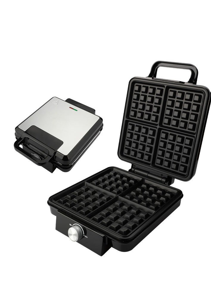 Electric waffle maker 4 large pieces 1500 watts Non Stick Teflon plates u0026 Adjustable Temperature Control