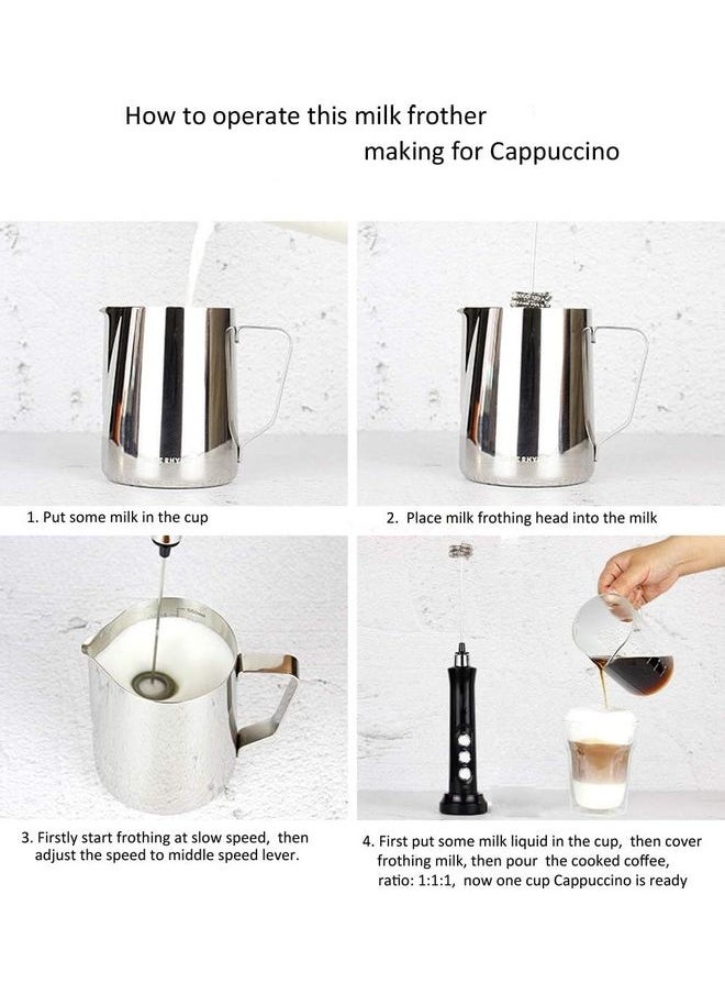 3-Piece Electric Milk Frother And Whisk Set 1.0 W W16 Black/Silver