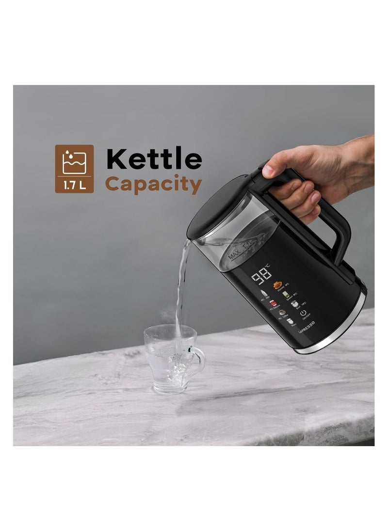 LePresso Electric Window Kettle Multi-Temprature Display 1.7L, 1850-2200W Rated Power, Temperature Control, Boil Dry Protection, Interactive Display, Auto-Opening Lid, Auto Shut-OFF - Black