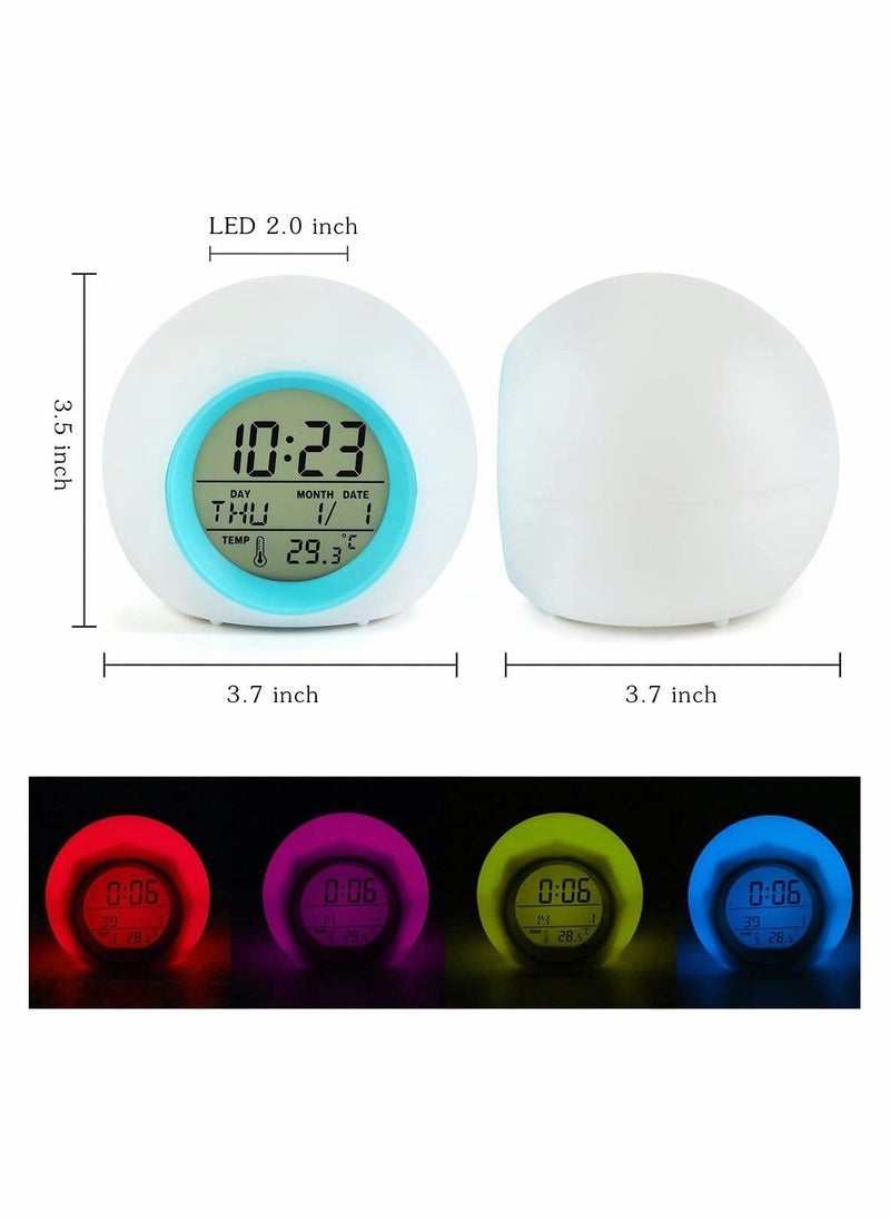 Kids LED Alarm Clock, Color Changing Night Light, Colorful Spherical Night Lamp