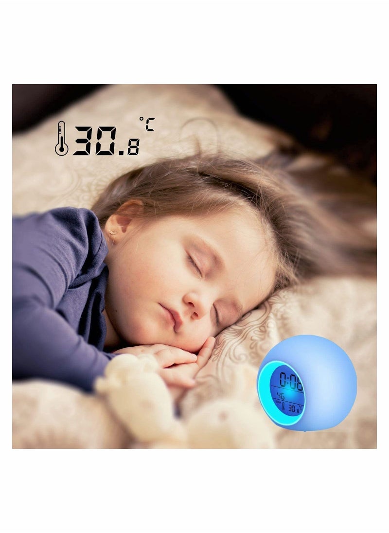 Kids LED Alarm Clock, Color Changing Night Light, Colorful Spherical Night Lamp