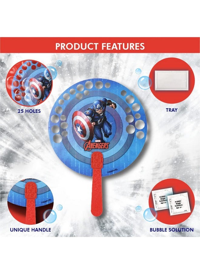 Bubble Magic FanBubs Captain America Theme|Thick Viscous Concentrate Solution Pouches with HandFan|Just Dip,Wave& Play|Bubble Maker|Birthday&Return Gifts for Kids 3y+|Outdoor Indoor Toy|Made in India