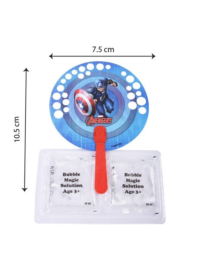 Bubble Magic FanBubs Captain America Theme|Thick Viscous Concentrate Solution Pouches with HandFan|Just Dip,Wave& Play|Bubble Maker|Birthday&Return Gifts for Kids 3y+|Outdoor Indoor Toy|Made in India