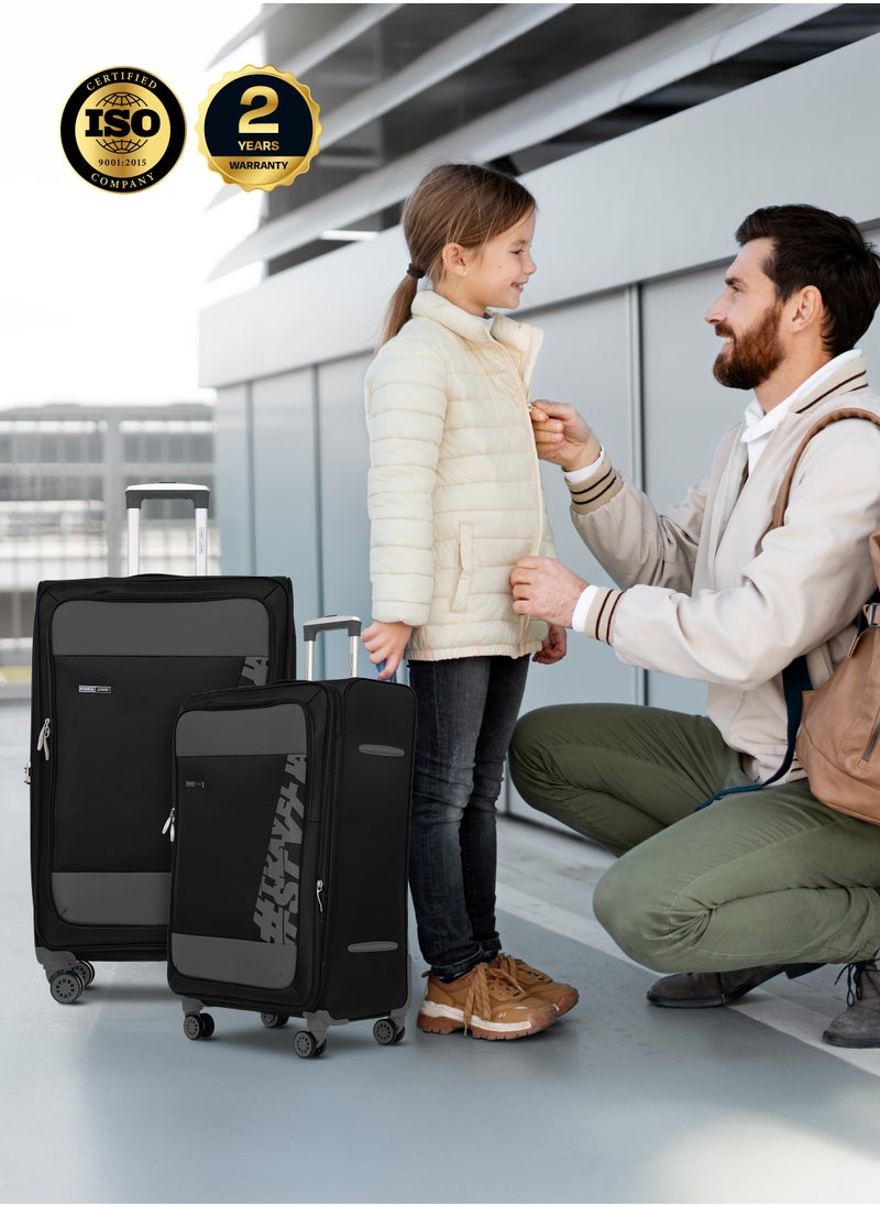 Hyper Trek 3 Pieces Set 8 Wheels Soft Luggage - Black