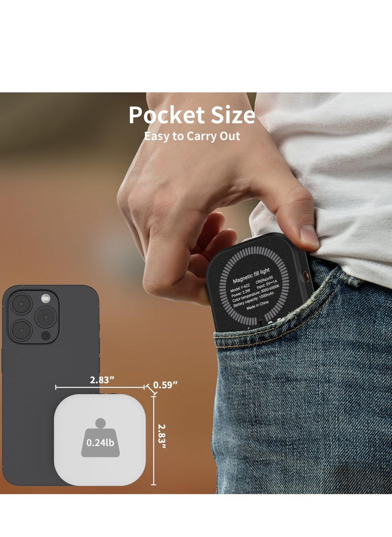Selfie Light Magnetic, LED Fill Light Compatible with Magsafe, iPhone Light Rechargeable with Clip, for Selfies/TikTok/Zoom Calls/Video Conference/Travel Photography