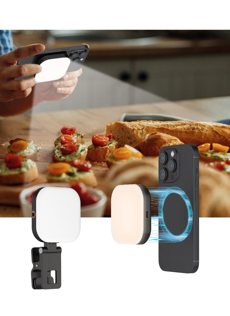 Selfie Light Magnetic, LED Fill Light Compatible with Magsafe, iPhone Light Rechargeable with Clip, for Selfies/TikTok/Zoom Calls/Video Conference/Travel Photography
