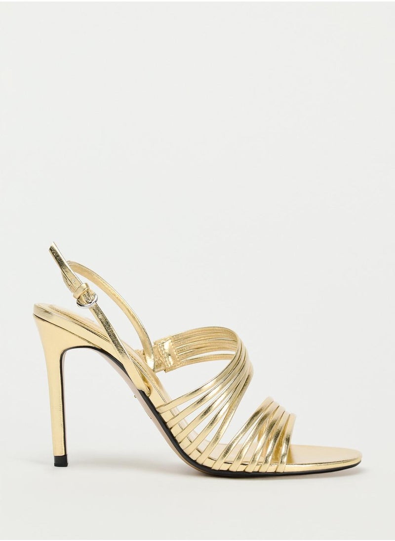 Metallic strappy sandals