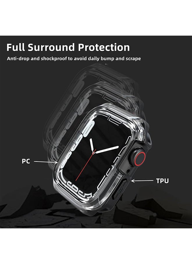 (Pack of 2) Case Compatible with Apple Watch 10 Series 46mm, Anti-Scratch Shockproof TPU Protective Case Full Coverage Bumper Shell Case Cover - Black & Clear