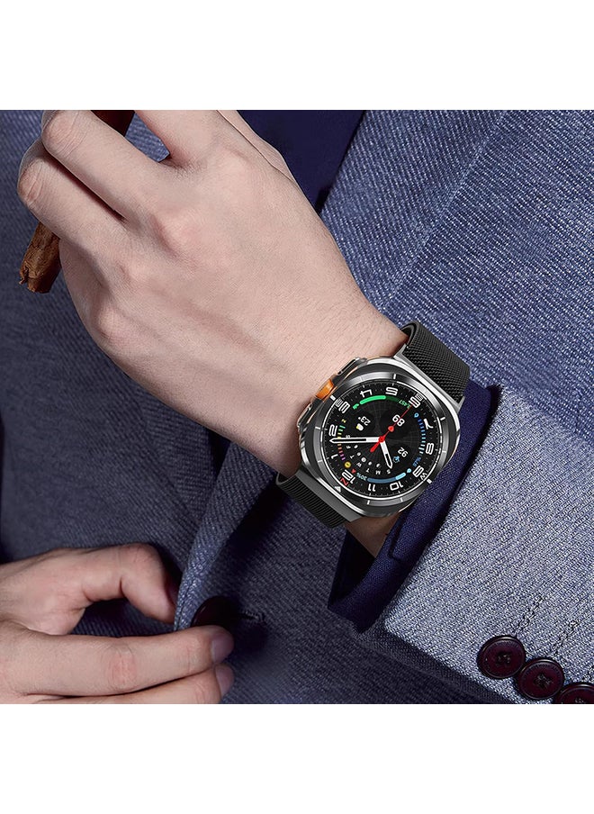 Milanese Band Compatible with Samsung Galaxy Watch Ultra Band 47mm (2024), Stainless Steel Mesh Loop Magnetic Clasp Strap for Women Men - Black