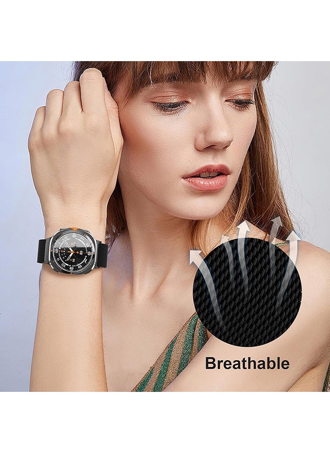 Milanese Band Compatible with Samsung Galaxy Watch Ultra Band 47mm (2024), Stainless Steel Mesh Loop Magnetic Clasp Strap for Women Men - Black