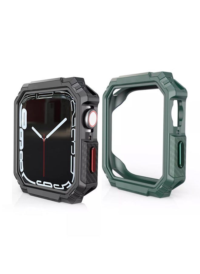 2 Pack Case Compatible with Apple Watch Series 10 42mm , Shockproof Ultra-Thin Hard PC Bumper Case All-Around Edge Protective Cover Frame for iWatch Accessories 42mm - Black & Green