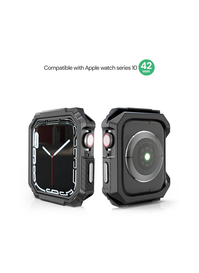 2 Pack Case Compatible with Apple Watch Series 10 42mm , Shockproof Ultra-Thin Hard PC Bumper Case All-Around Edge Protective Cover Frame for iWatch Accessories 42mm - Black & Green
