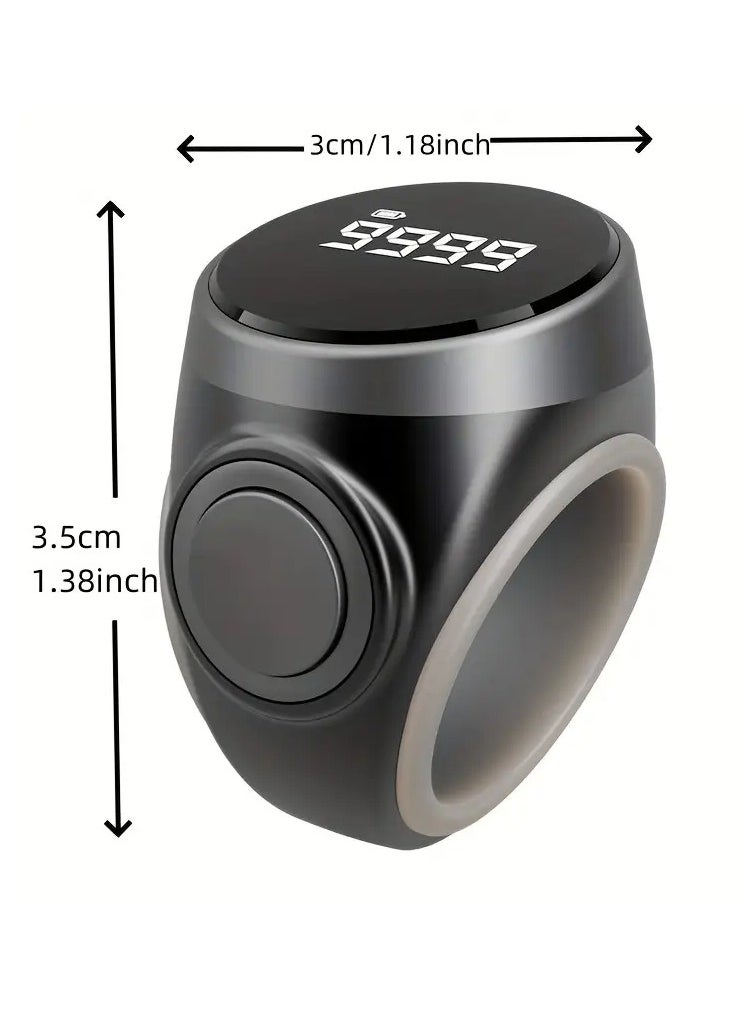 An OLED Display Counting Ring, Tasbih, Featuring a Skin-Friendly Adjustable Silicone Ring, Easy to Use, Simple to Operate, Equipped with a TYPE-C Charging Port for Extended Standby Time.
