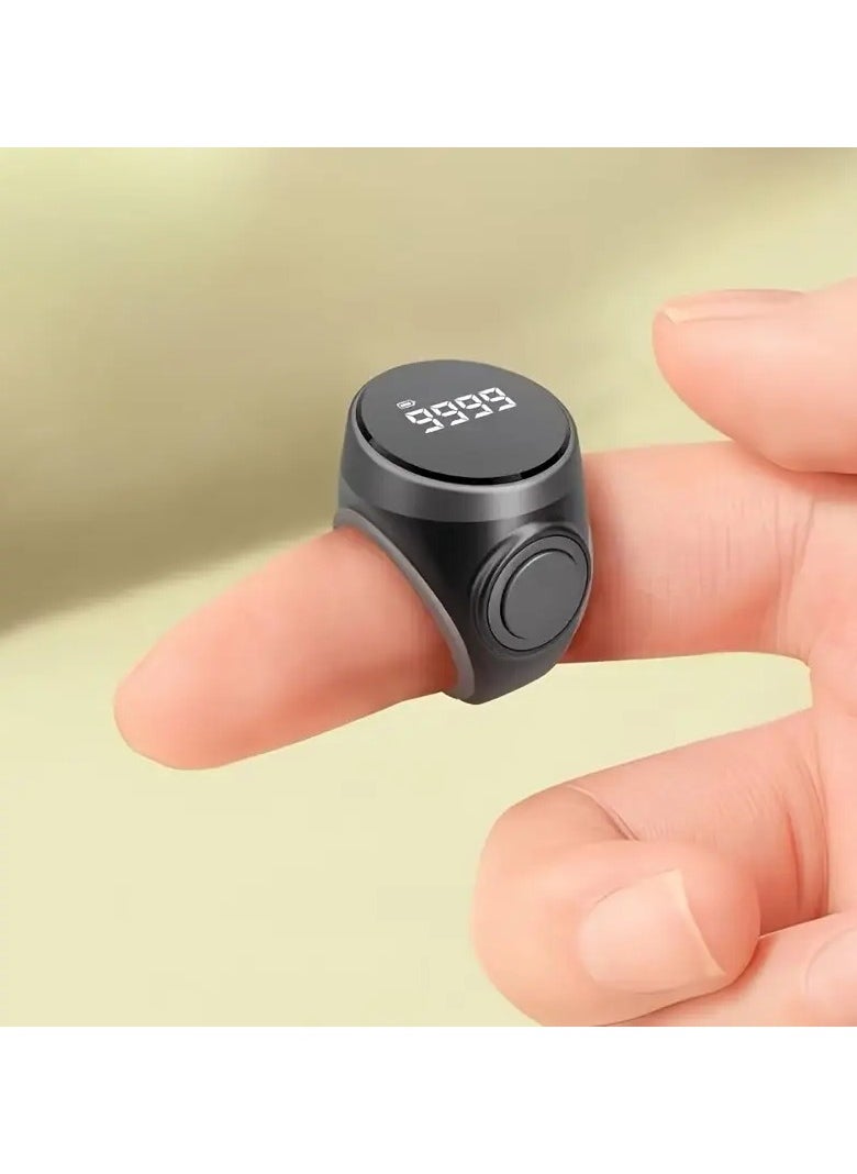 An OLED Display Counting Ring, Tasbih, Featuring a Skin-Friendly Adjustable Silicone Ring, Easy to Use, Simple to Operate, Equipped with a TYPE-C Charging Port for Extended Standby Time.