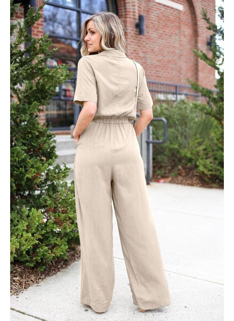 Linen Casual Jumpsuit LN20EKRU12