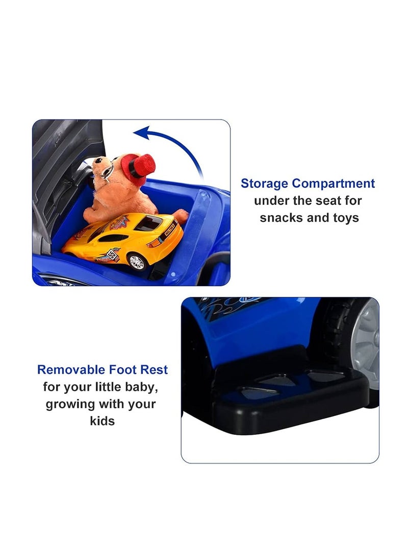 Push Cars for Toddlers, 3 in 1 Ride on Push Car with Music, Safety Brackets, and Anti-Topple Devices, Removable Handle for the Ages 1-3 years (Blue) 301
