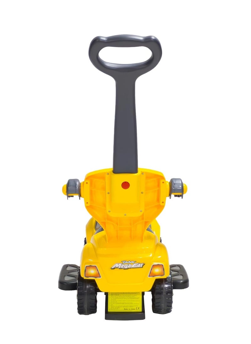 Push Cars for Toddlers, 3 in 1 Ride on Push Car with Music, Safety Brackets, and Anti-Topple Devices, Removable Handle for the Ages 1-3 years (Yellow) 301