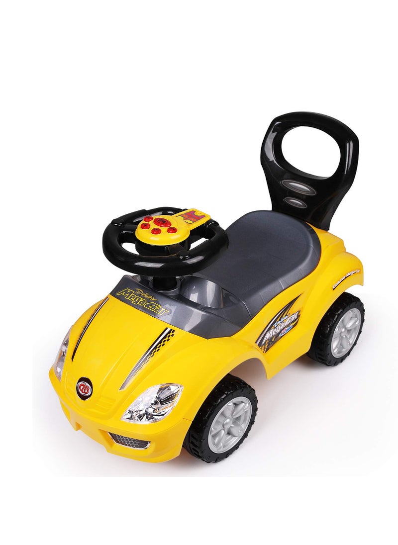 Push Cars for Toddlers, 3 in 1 Ride on Push Car with Music, Safety Brackets, and Anti-Topple Devices, Removable Handle for the Ages 1-3 years (Yellow) 301