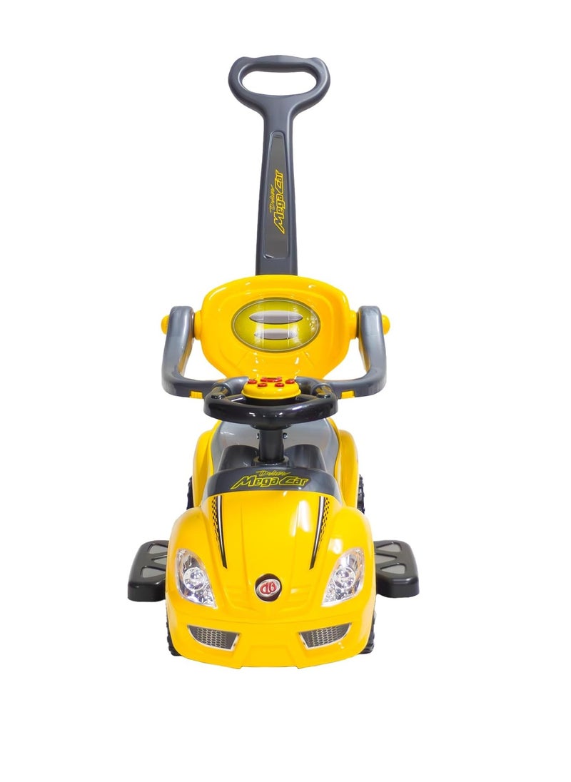 Push Cars for Toddlers, 3 in 1 Ride on Push Car with Music, Safety Brackets, and Anti-Topple Devices, Removable Handle for the Ages 1-3 years (Yellow) 301