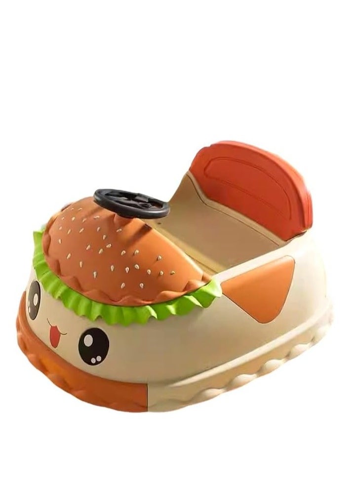 UKR Kids Ride On Burger With 360° Rotation, Remote Control & Self-Drive Musical Toddler Car Rear Storage Indoor & Outdoor Electric Car