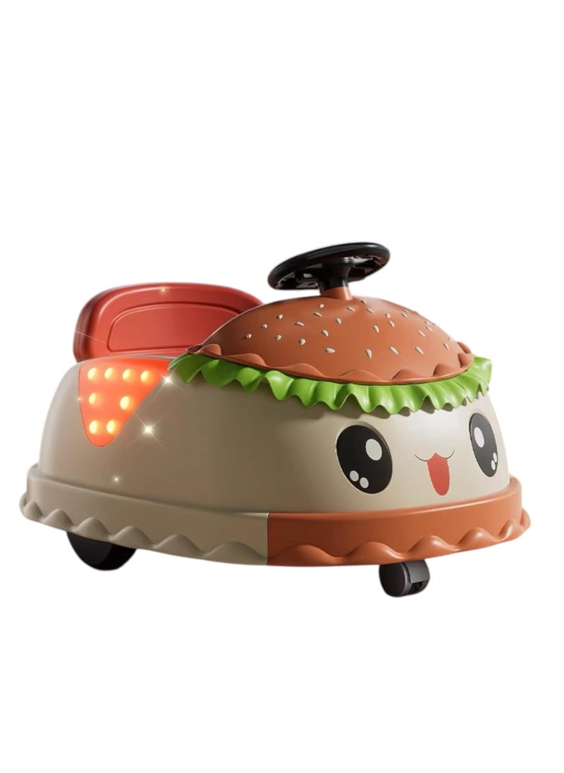 UKR Kids Ride On Burger With 360° Rotation, Remote Control & Self-Drive Musical Toddler Car Rear Storage Indoor & Outdoor Electric Car