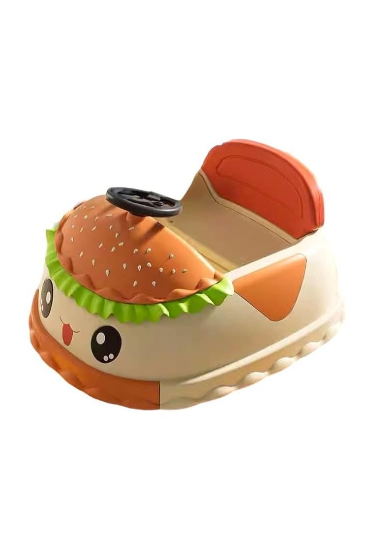 UKR Kids Ride On Burger With 360° Rotation, Remote Control & Self-Drive Musical Toddler Car Rear Storage Indoor & Outdoor Electric Car