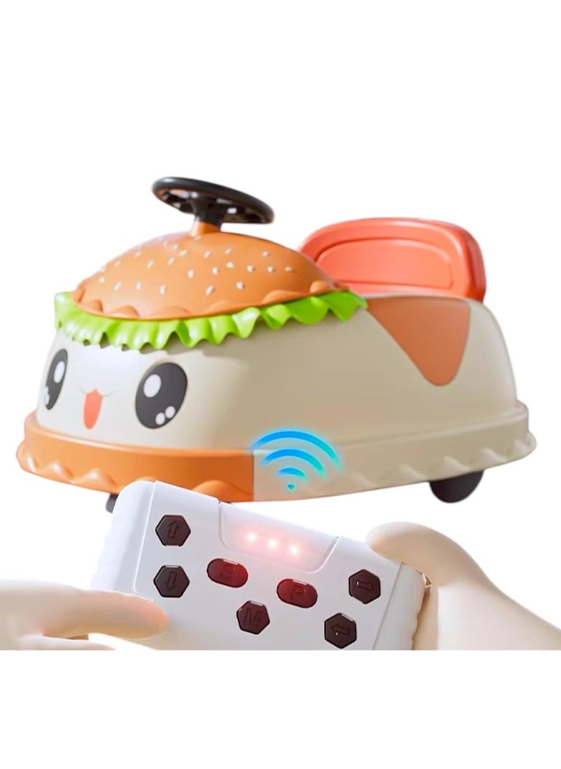 UKR Kids Ride On Burger With 360° Rotation, Remote Control & Self-Drive Musical Toddler Car Rear Storage Indoor & Outdoor Electric Car