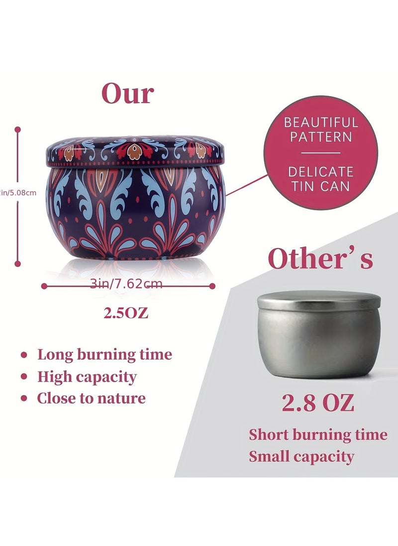 4pcs Scented Candle Set Violet Orange Vanilla Gardenia Scents for Meditation Bathing Yoga Includes Metal Jar Container Perfect Holiday Gift Lavender Jasmine