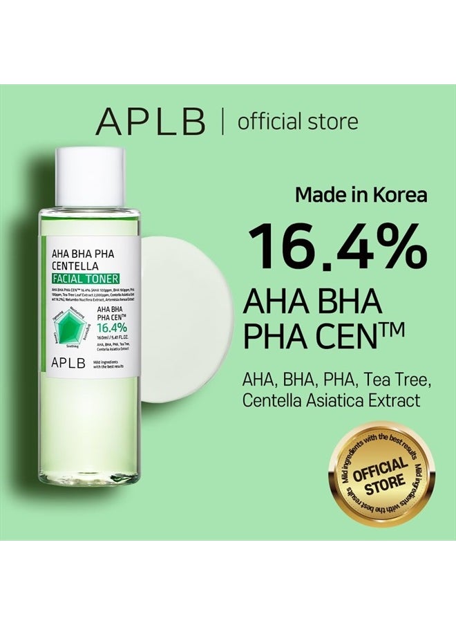 AHA BHA PHA Centella Facial Toner | AHA BHA PHA CEN™ 16.4% 5.41 FL.OZ/Korean Skincare, Exfoliant, Replenishing Moisture, Revitalize for Gentle and Improve Skin Texture