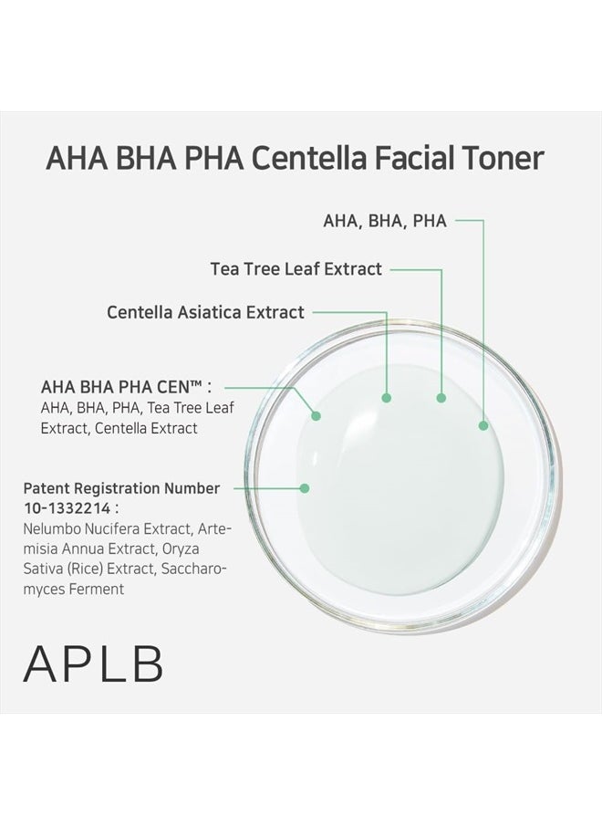 AHA BHA PHA Centella Facial Toner | AHA BHA PHA CEN™ 16.4% 5.41 FL.OZ/Korean Skincare, Exfoliant, Replenishing Moisture, Revitalize for Gentle and Improve Skin Texture
