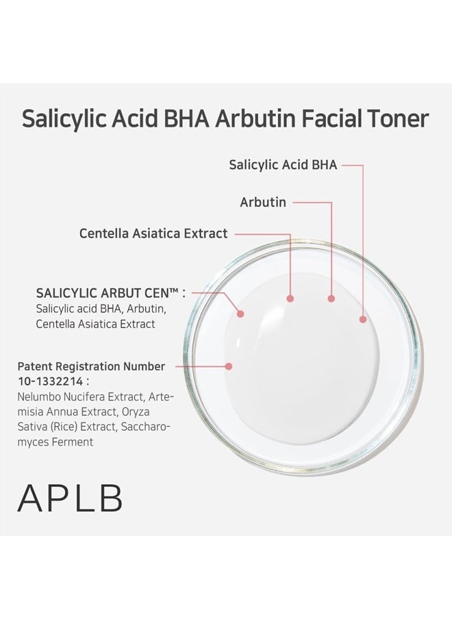 Salicylic Acid BHA Arbutin Facial Toner | SALICYLIC ARBUT CEN™ 13.5% 5.41 FL.OZ/Korean Skincare, Acne & Pore Care, Replenishing Moisture, Revitalize for Gentle and Improve Skin Texture