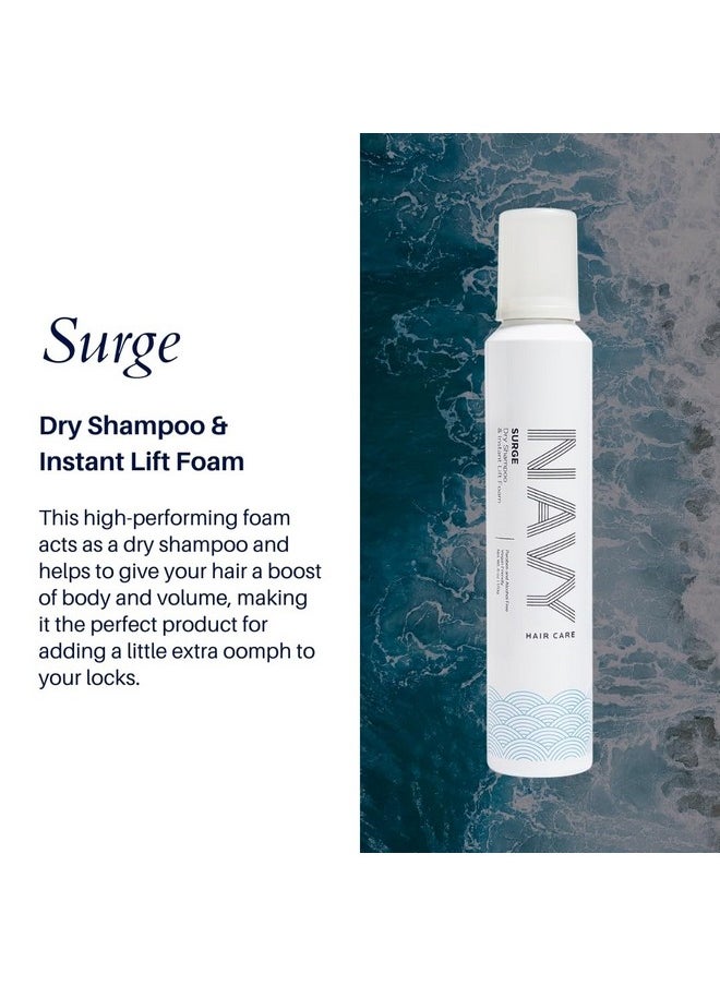 Navy Surge Dry Shampoo and Instant Lift Foam - | Volume + Strength + Scalp Care (177 ml / 6 oz)