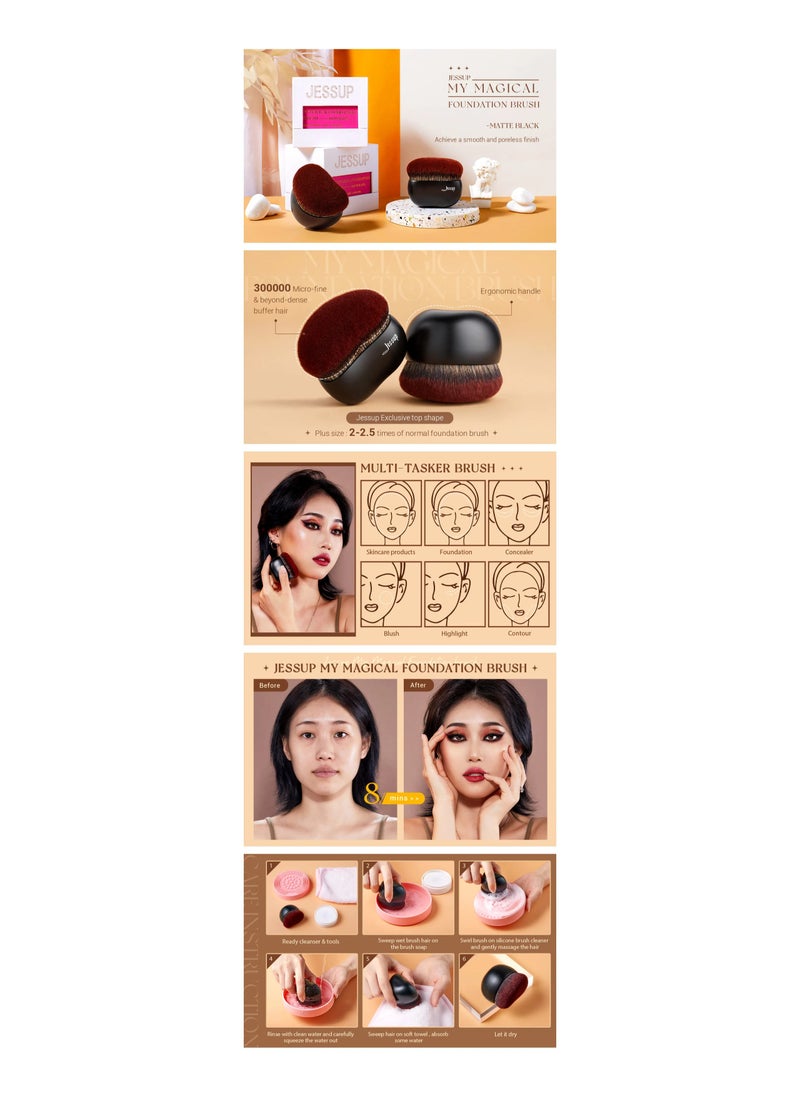 Jessup Foundation Brush Makeup Brushes 1 Pcs Flat Foundation Contour Face Powder Blush Liquid Cream Matte Black SF001