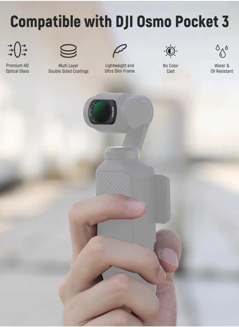 NEEWER 2-in-1 VND2-32 & 1/4 Black Diffusion Filter for DJI Osmo Pocket 3, Magnetic Camera Lens Filter with Hard Stops, Cinematic Soft Glow Effect, Ultra-Slim Lightweight Frame with 2 Tempered Films