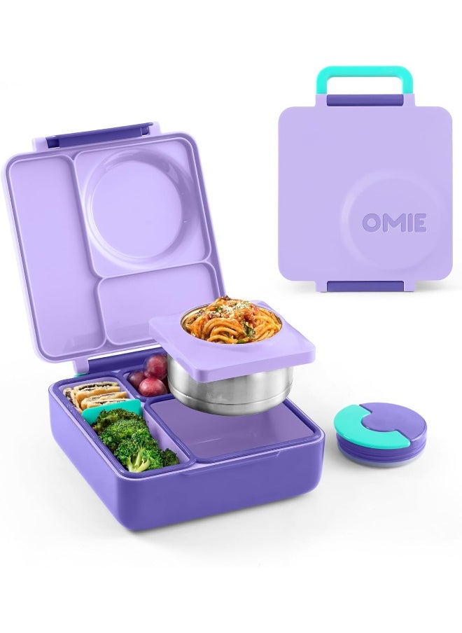 OmieBox Kids Bento Lunch Box, Plastic, Purple Plum