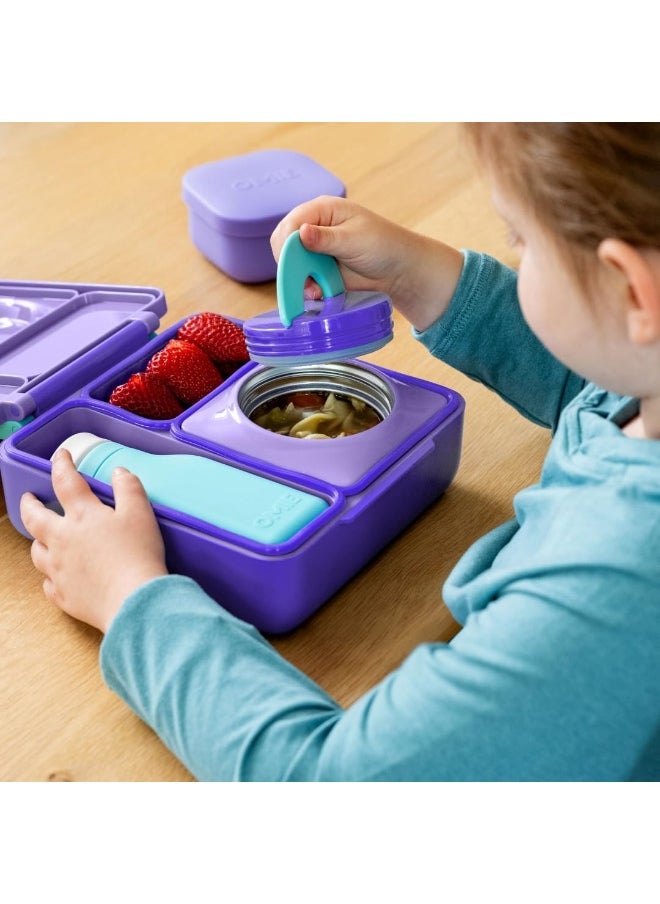 OmieBox Kids Bento Lunch Box, Plastic, Purple Plum