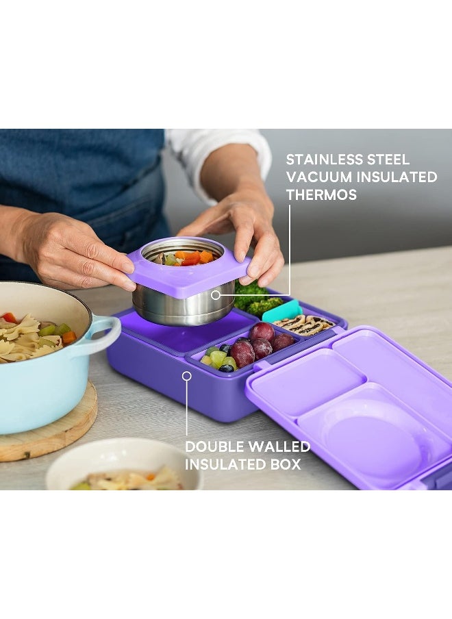OmieBox Kids Bento Lunch Box, Plastic, Purple Plum