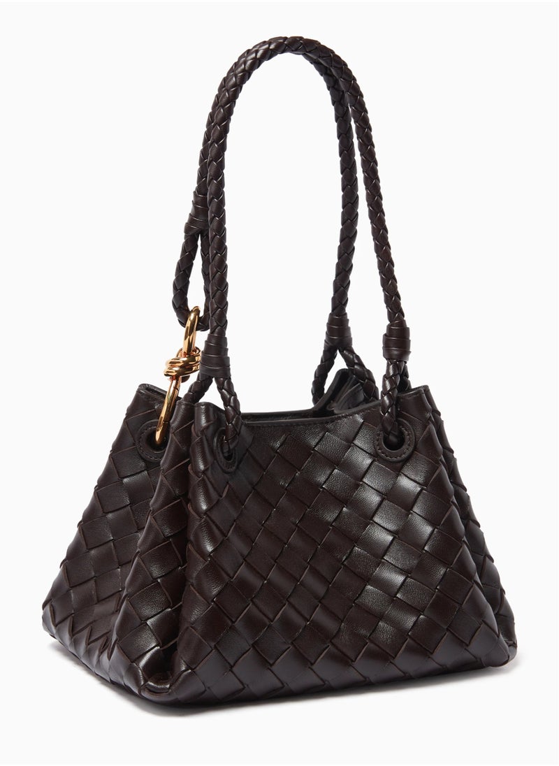 Veneta Small Andiamo Parachute Bag in Intrecciato Leather