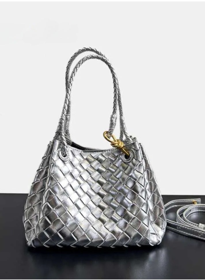 Veneta Small Andiamo Parachute Bag in Intrecciato Leather