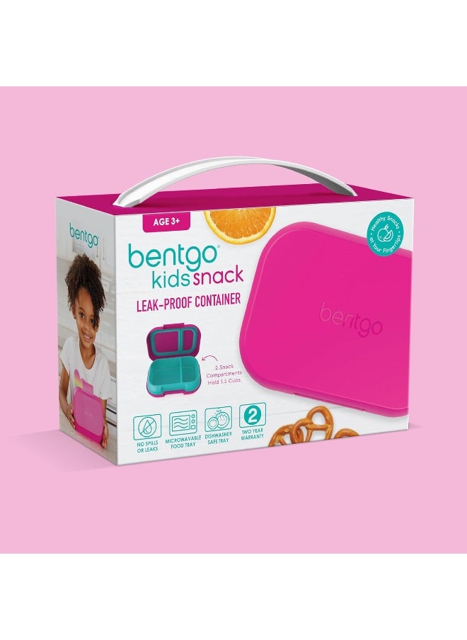 Bentgo Kids Snack - 2 Compartment Leak-Proof Bento-Style Food Storage for Snacks and Small Meals, Easy-Open Latch, Dishwasher Safe, and BPA-Free - Ideal for Ages 3+ (Fuchsia/Teal)