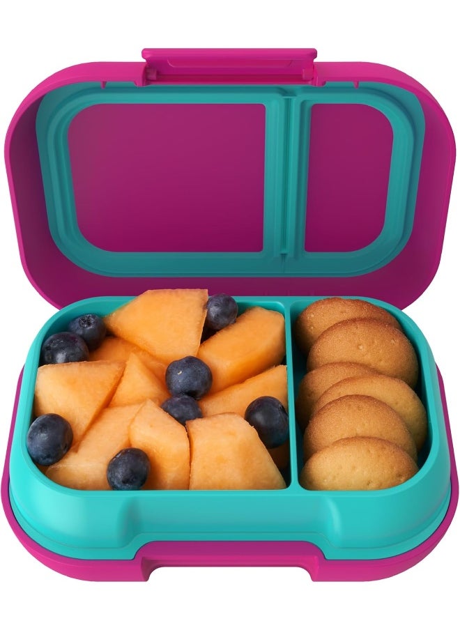 Bentgo Kids Snack - 2 Compartment Leak-Proof Bento-Style Food Storage for Snacks and Small Meals, Easy-Open Latch, Dishwasher Safe, and BPA-Free - Ideal for Ages 3+ (Fuchsia/Teal)