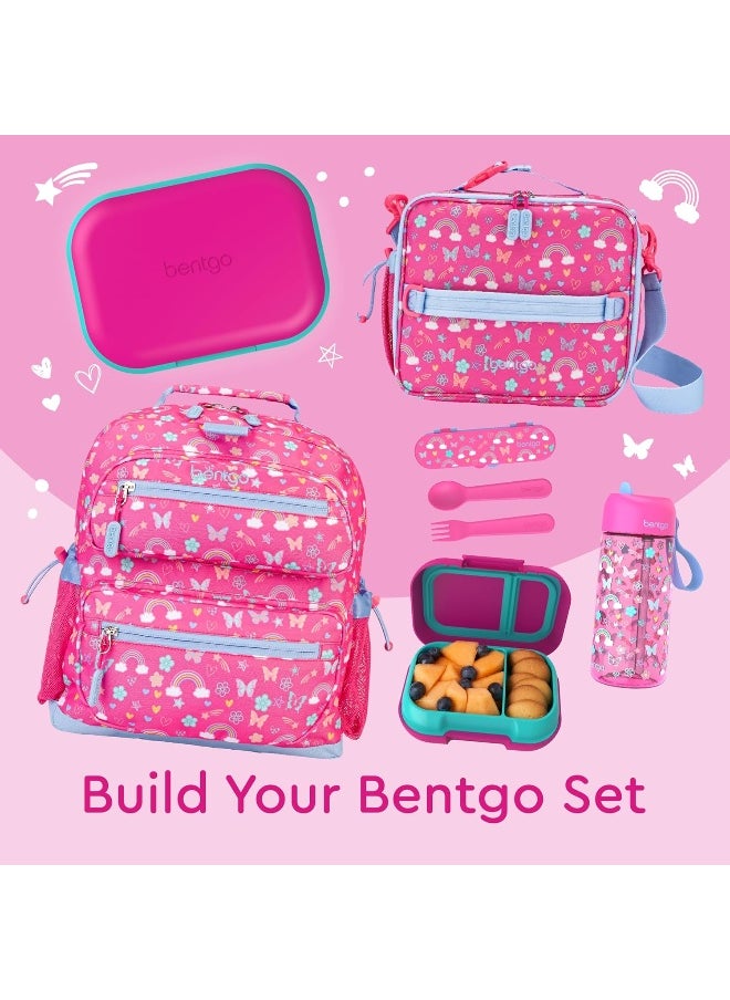 Bentgo Kids Snack - 2 Compartment Leak-Proof Bento-Style Food Storage for Snacks and Small Meals, Easy-Open Latch, Dishwasher Safe, and BPA-Free - Ideal for Ages 3+ (Fuchsia/Teal)