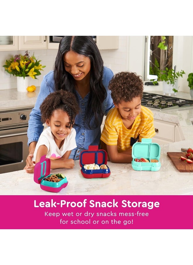 Bentgo Kids Snack - 2 Compartment Leak-Proof Bento-Style Food Storage for Snacks and Small Meals, Easy-Open Latch, Dishwasher Safe, and BPA-Free - Ideal for Ages 3+ (Fuchsia/Teal)
